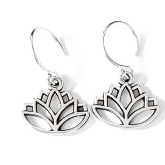 Sterling Silver Lotus Drop Earrings - Picture 2 of 4